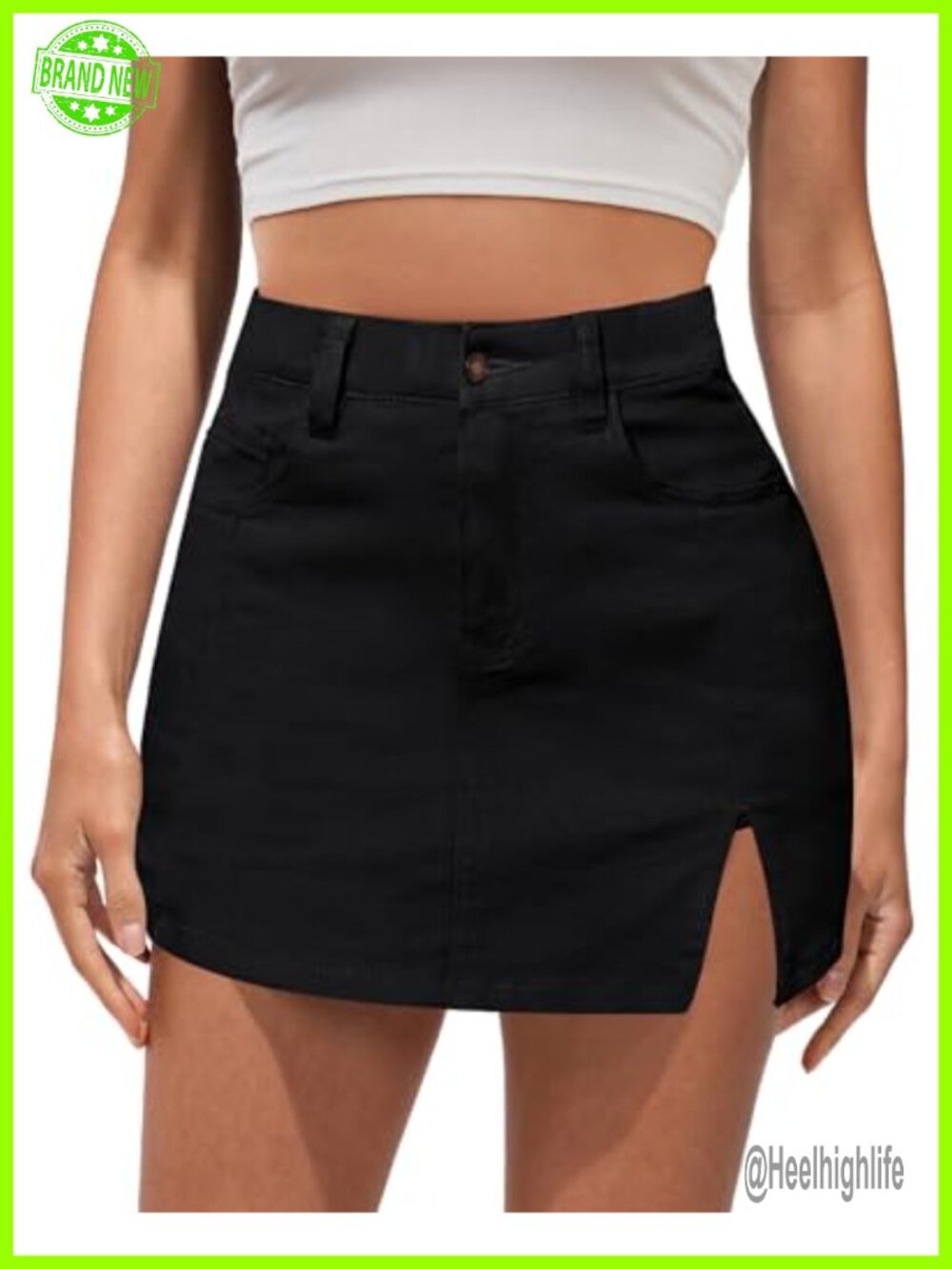 High Waisted Skort Jean Shorts with Slit Y2K Trendy